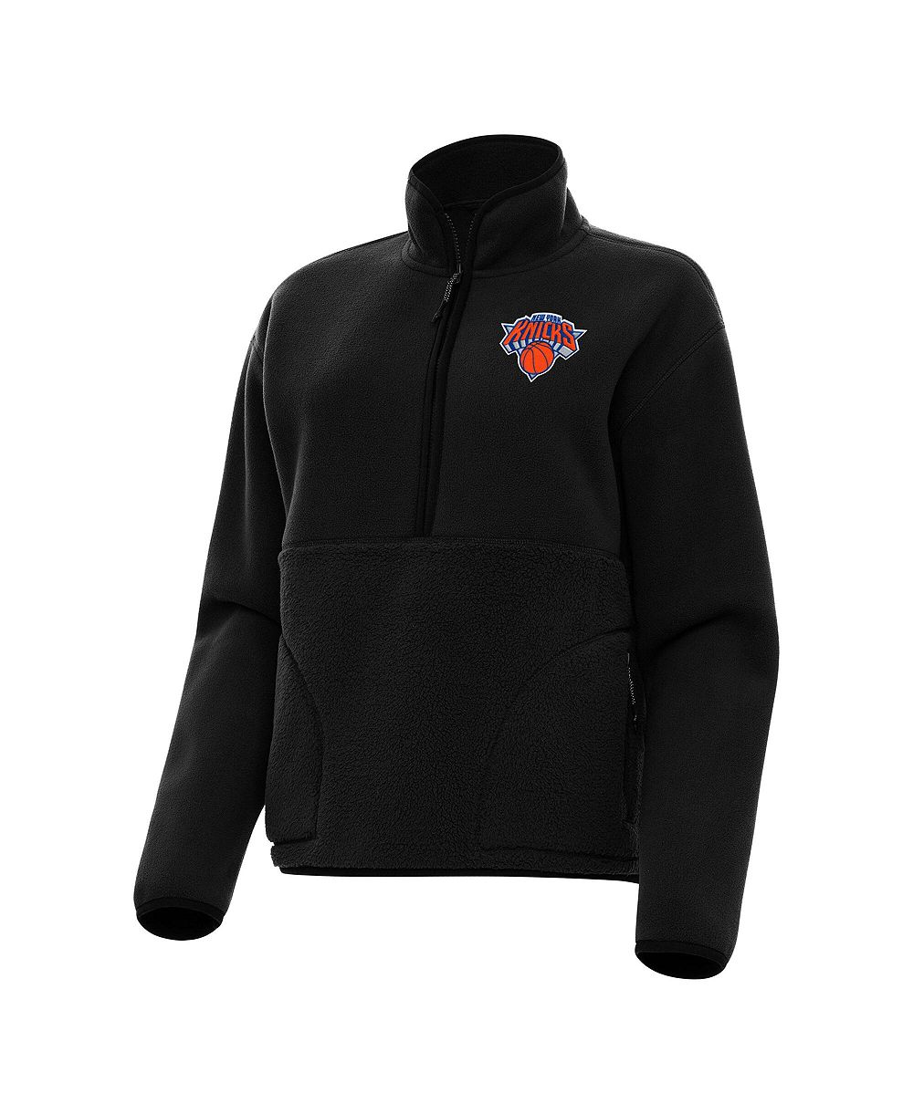 Женское полупрозрачное худи Antigua Black New York Knicks Figure Half-Zip Pullover