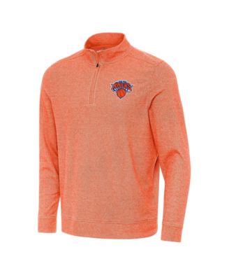 Мужская свитшот Antigua Heather Orange New York Knicks Subtle Quarter-Zip