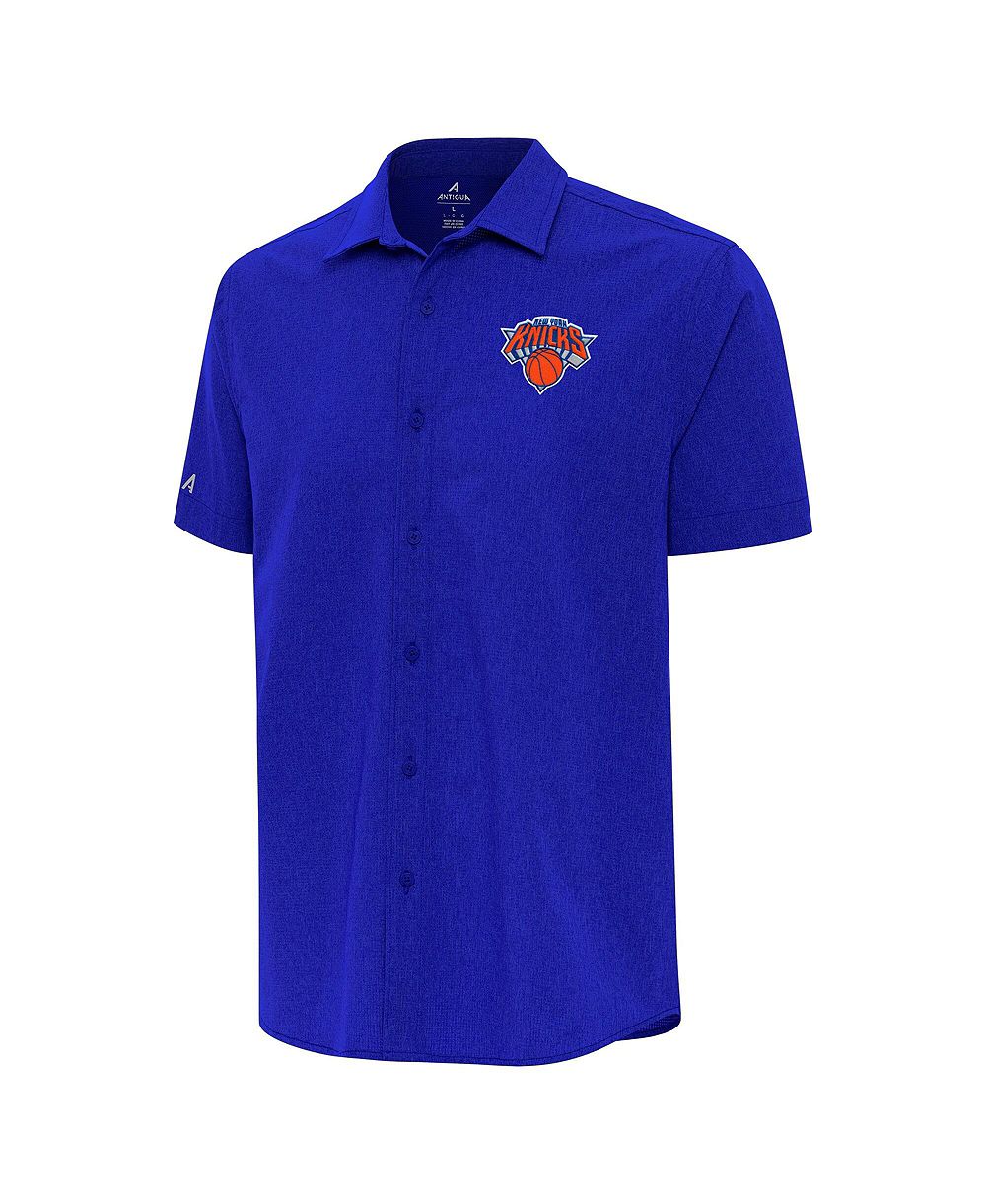 Мужская рубашка Antigua Blue New York Knicks Activate Woven Short Sleeve Button-Up