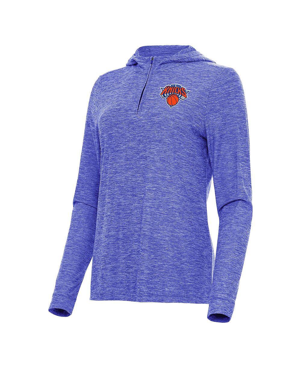 Женская толстовка Antigua Heather Blue New York Knicks Daybreak Quarter-Zip