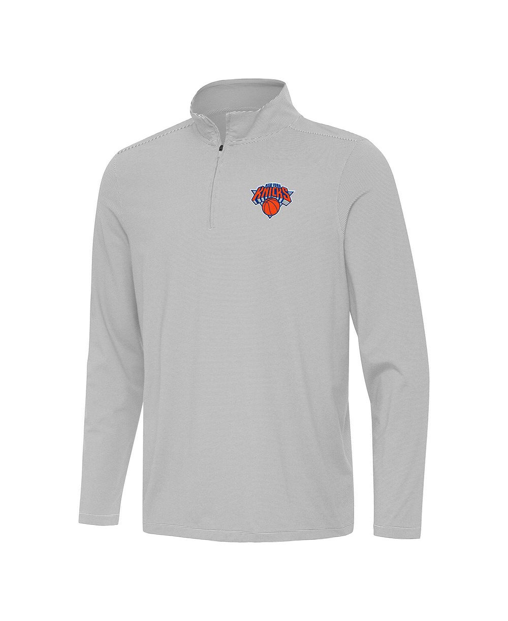 Мужская толстовка Antigua Gray New York Knicks Twine Quarter-Zip Sweatshirt