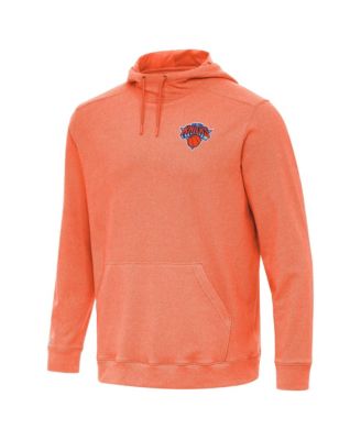 Мужское худи Antigua Heather Orange New York Knicks Cloud Pullover