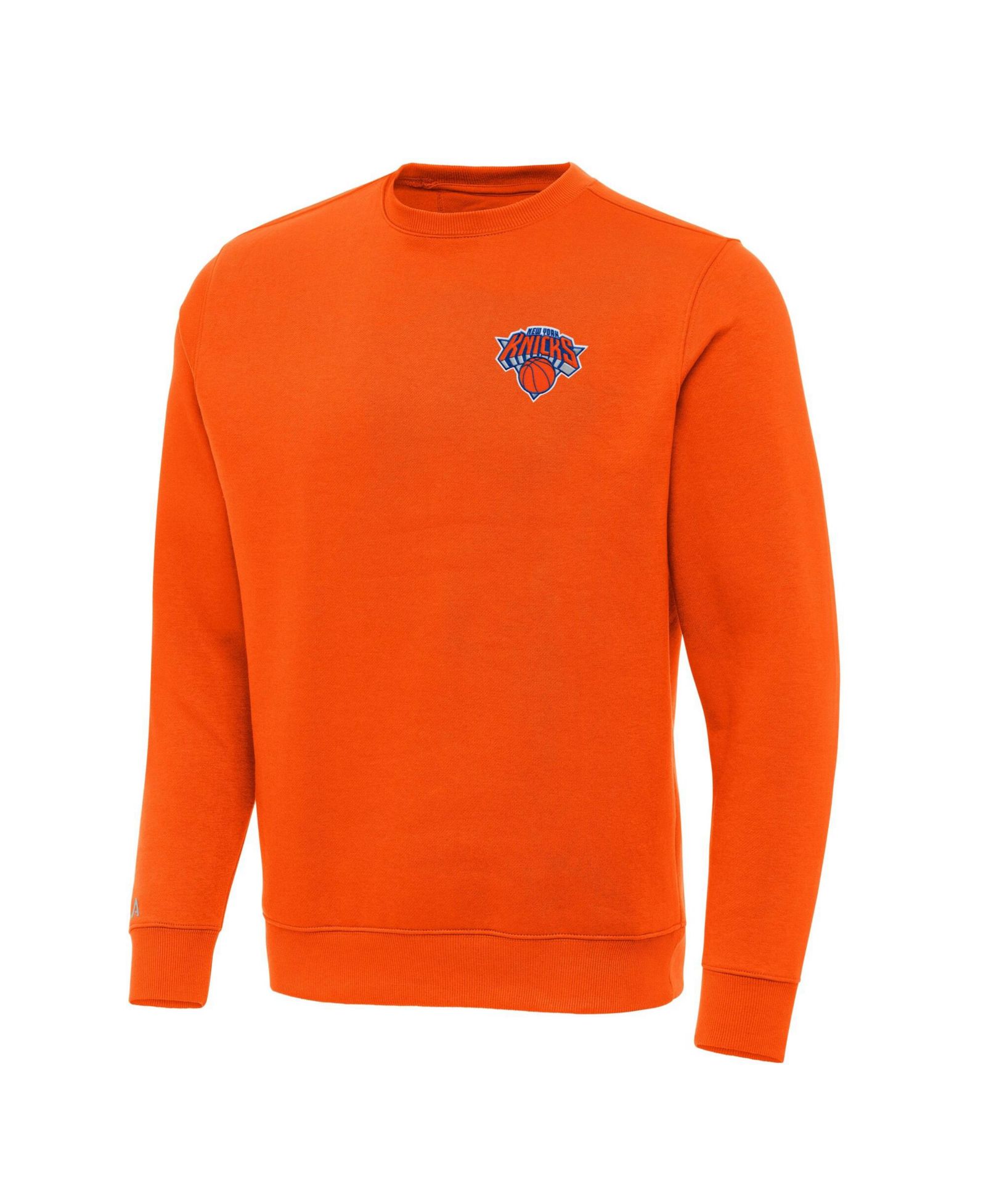 Мужской джемпер Antigua Orange New York Knicks Victory Crewneck Pullover