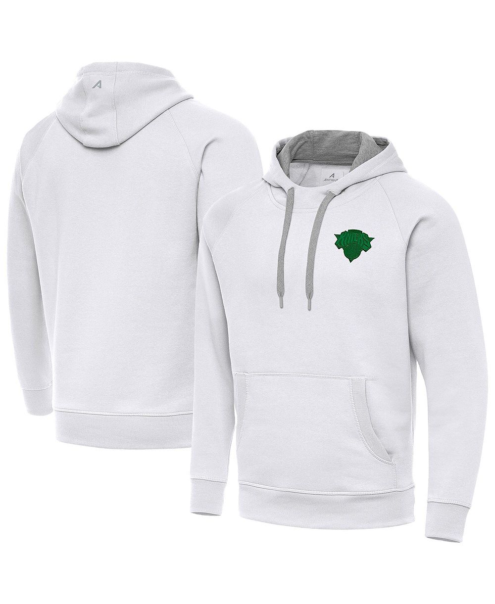 Мужское худи Antigua White New York Knicks St. Patrick's Day Victory Raglan Pullover Hoodie