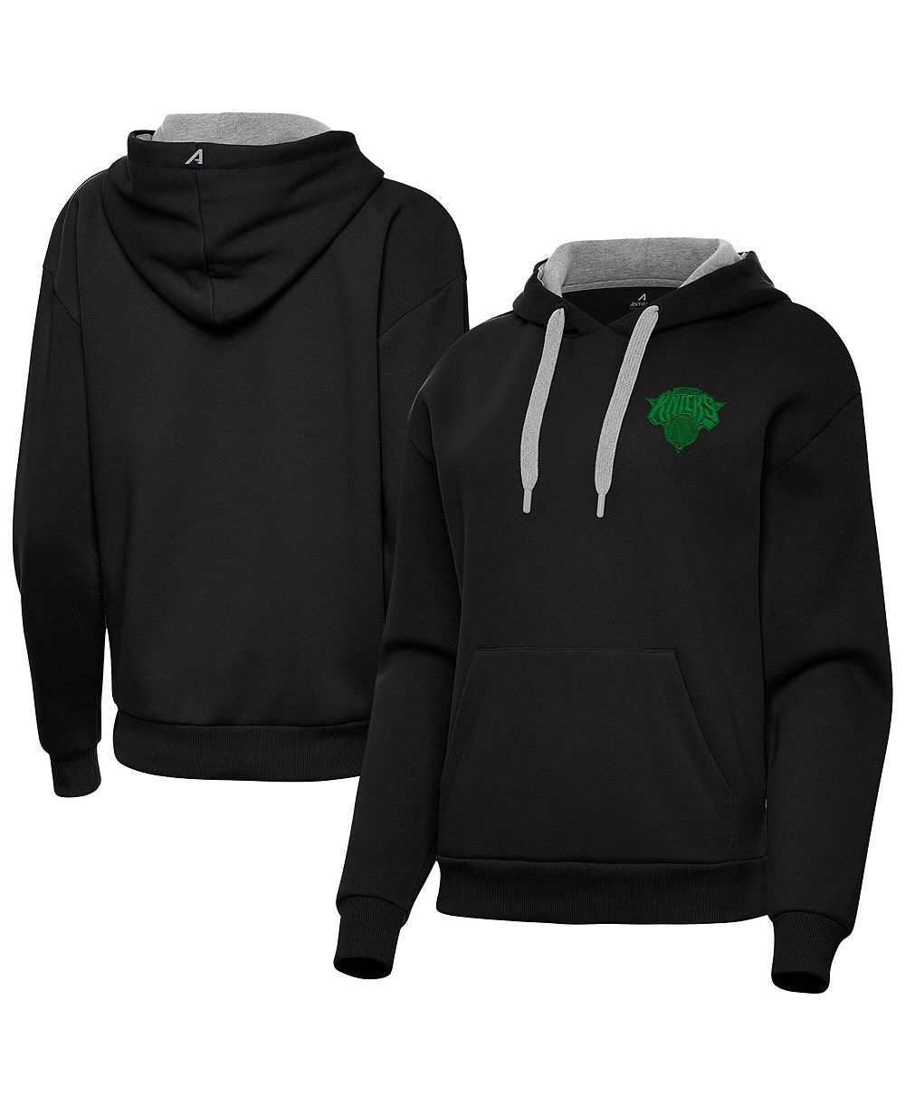 Женская толстовка Antigua Black New York Knicks St. Patrick's Day Victory Pullover Hoodie