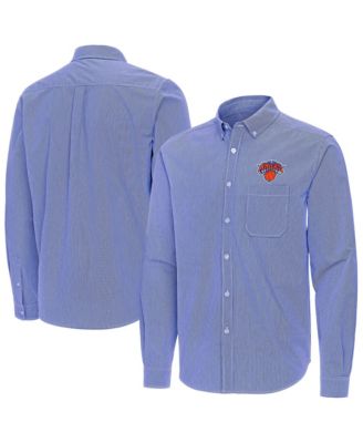 Мужская рубашка Antigua Blue New York Knicks Porter Woven Long Sleeve Button-Down