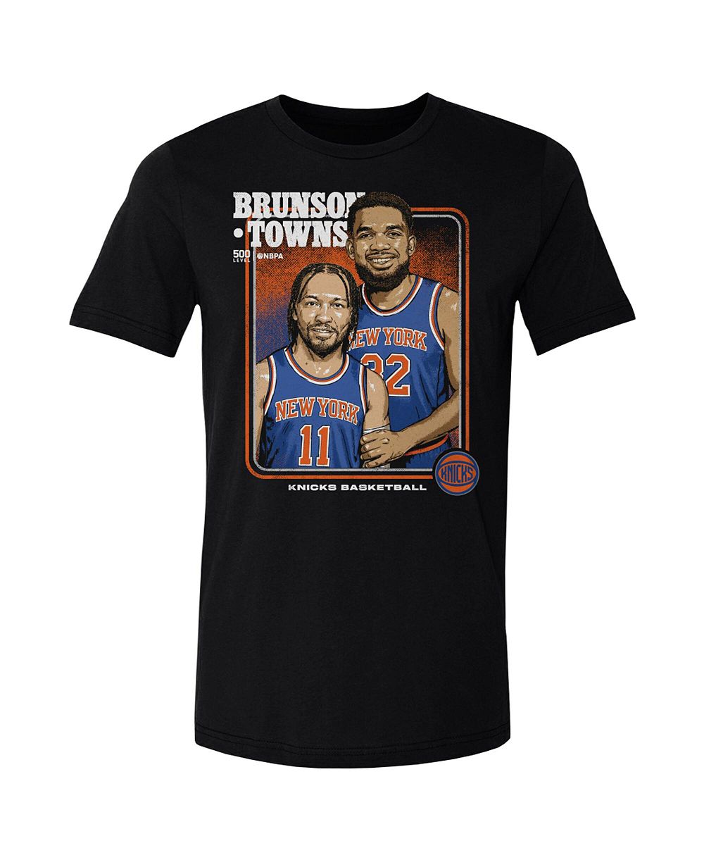 Мужская футболка 500 Level New York Knicks Jalen Brunson, Karl-Anthony Towns, черная