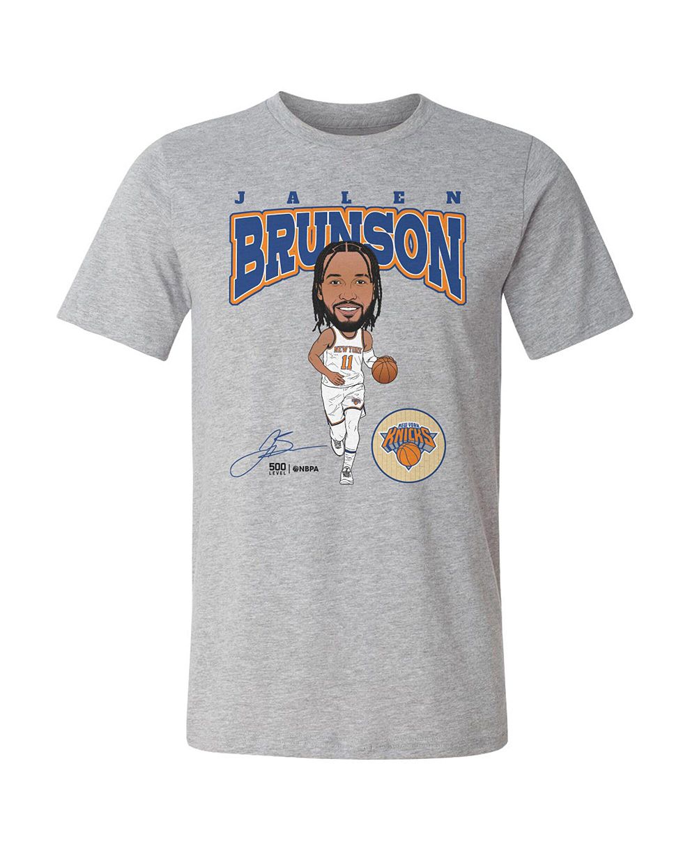 500 Level Men's Jalen Brunson Heather Gray New York Knicks Hardwood Comic T-Shirt