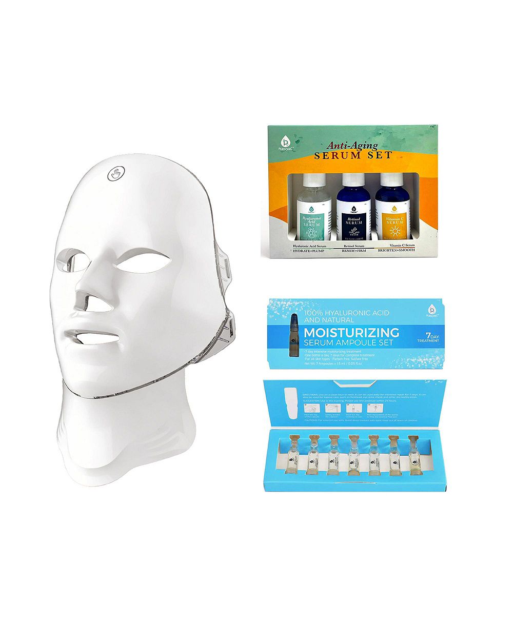 PURSONIC 7 in 1 LED Mask, Anti Aging Serums and 7 Day Hyaluronic Acid