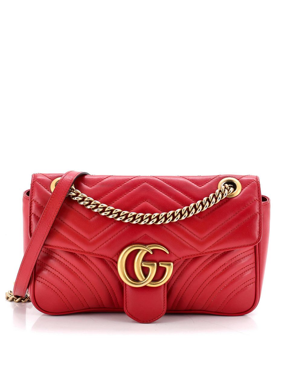 Pre-Owned Gucci Medium GG Marmont Flap Bag Matelasse Leather