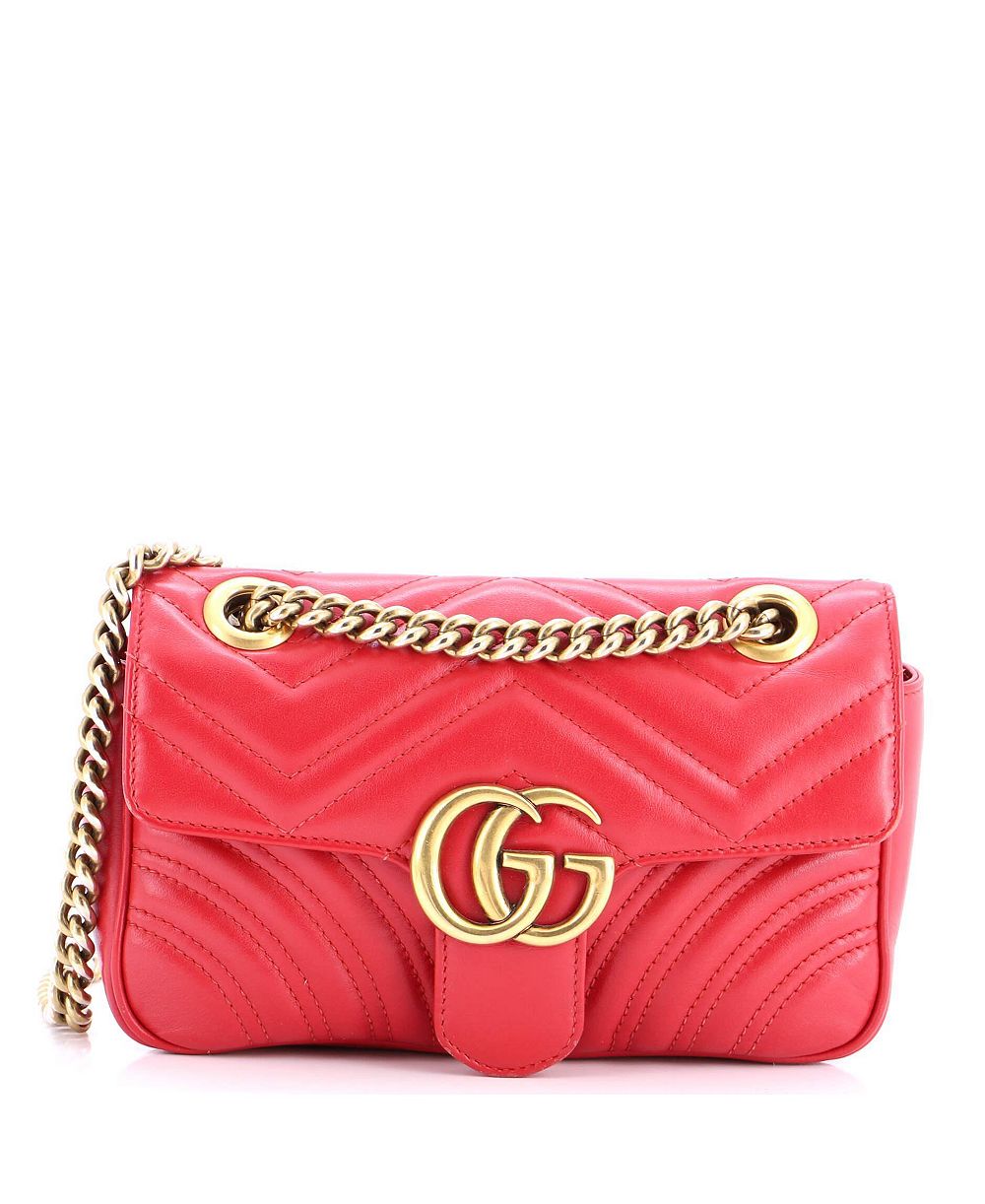 Б/у сумка Gucci Mini GG Marmont с клапаном из стеганой кожи