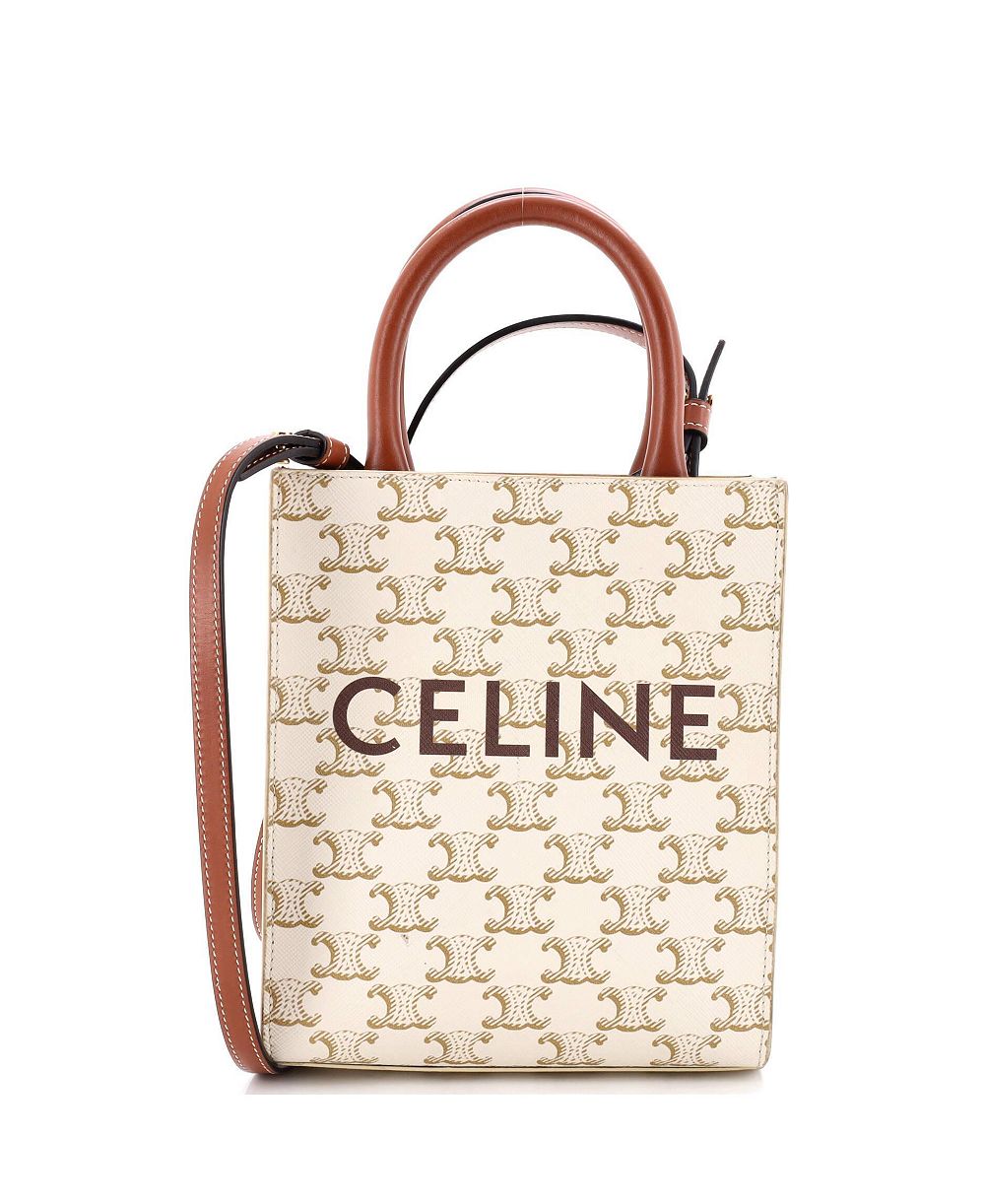 Б/у сумка-тоут Celine Mini Vertical Cabas Triomphe из лакированной ткани