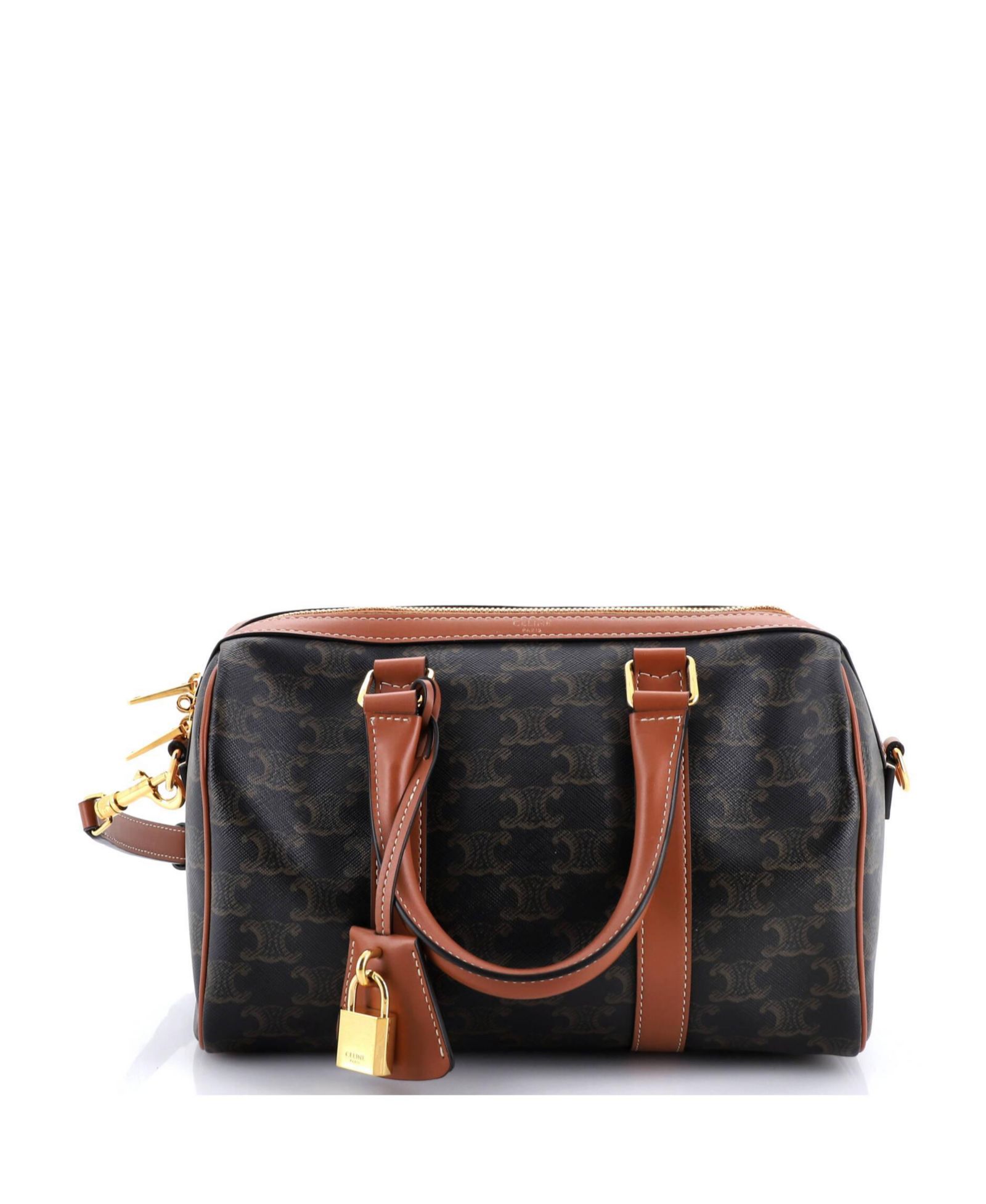 Б/у сумка Celine Medium Boston Triomphe из канваса с покрытием