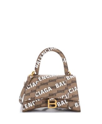 Pre-Owned Balenciaga Small Hourglass Top Handle Bag Monogram Coated Canvas