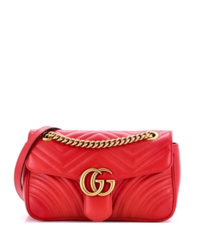 Pre-Owned Gucci Small GG Marmont Flap Bag Matelasse Leather