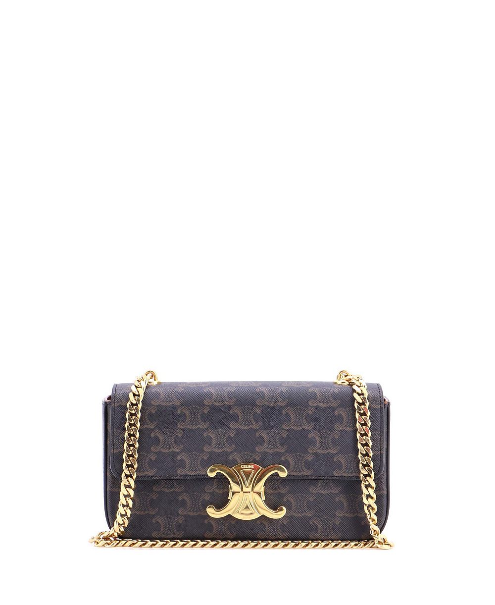Pre-Owned Celine Маленькая сумка на плечо Triomphe Chain из покрытого холста