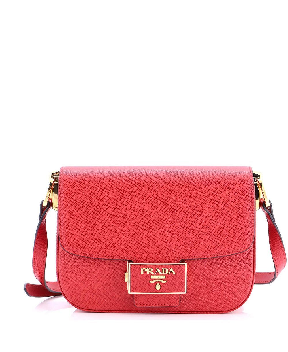 Pre-Owned Prada Small Embleme Flap Bag Saffiano Leather