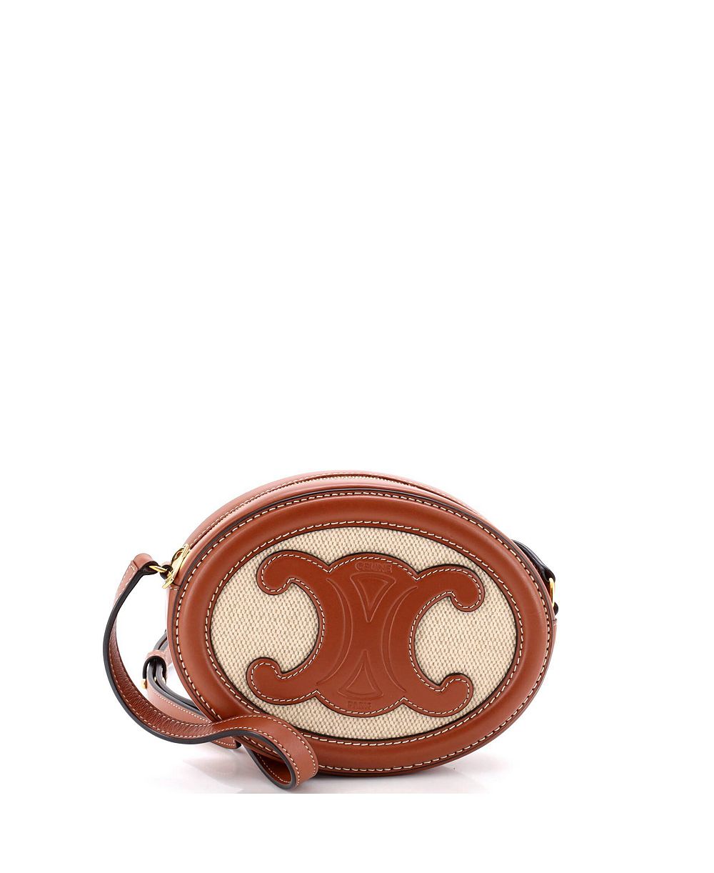 Сумка через плечо Pre-Owned Celine Triomphe Oval из канваса и кожи