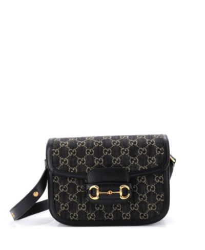 Сумка через плечо Pre-Owned Gucci Small Horsebit 1955 Shoulder Bag GG Denim