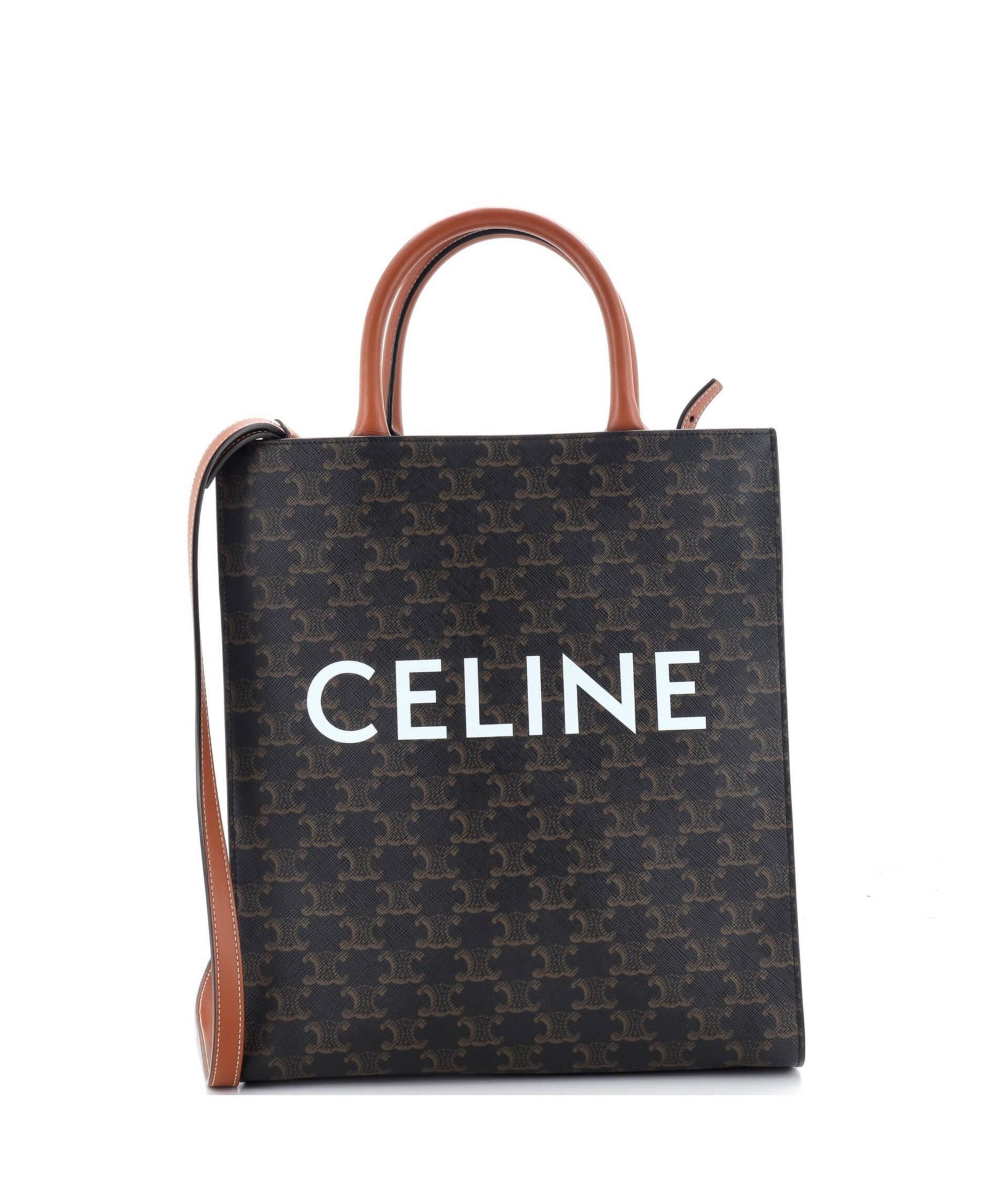 Сумка Celine Small Vertical Cabas Tote Triomphe из покрытого холста, б/у