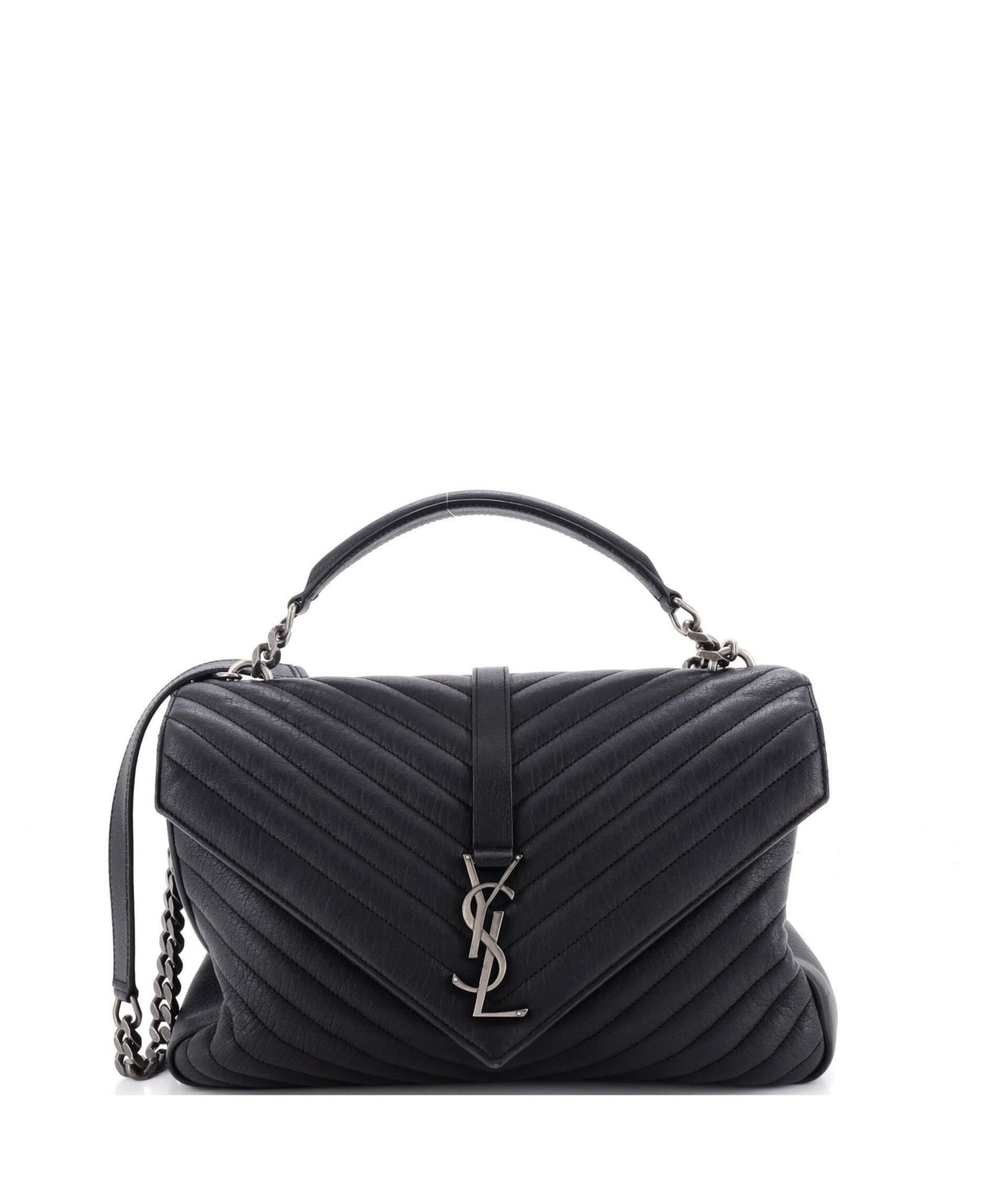 Pre-Owned Saint Laurent большая классическая сумка College с монограммой и кожаной отделкой Matelasse Chevron