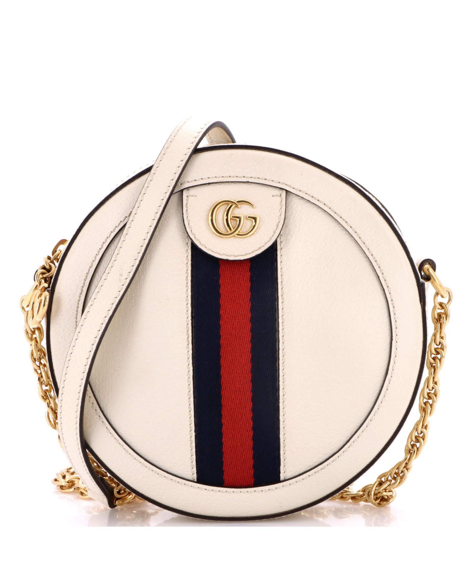 Pre-Owned Gucci Mini Ophidia Round Shoulder Bag Leather