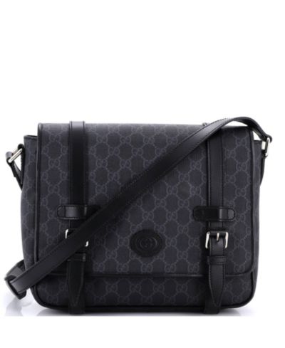 Сумка через плечо Pre-Owned Gucci Medium Interlocking G Patch из канваса с кожаной отделкой
