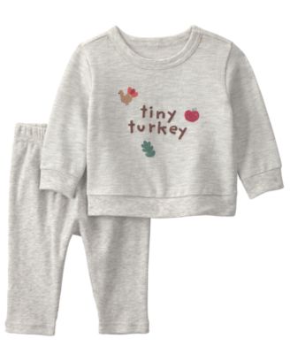 Carter's Baby Boys' and Girls' Tiny Turkey French Terry Top and Pants, 2-Piece Set