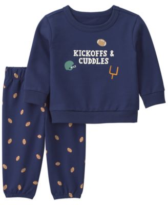 Carter's Baby Boys' Football Graphic French Terry Sweatshirt and Football Print Pants, 2-Piece Set