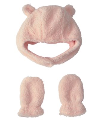 Carter's Baby Boys' and Baby Girls' Bear Teddy Fleece Hat and Mitten, 2-Piece Set