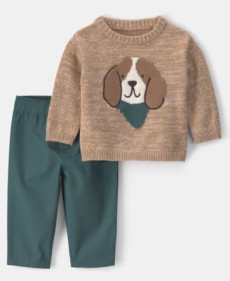 Carter's Baby Boys' Dog Graphic Long-Sleeve Sweater and Pants, 2-Piece Set