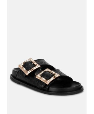 London Rag Women's Zooper Chunky Buckle Slip-On Flats
