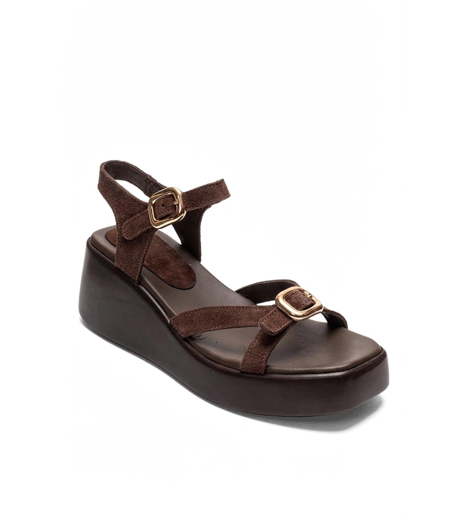 Forever & Always Shoes Women's Kalia Leather Wedge Sandal