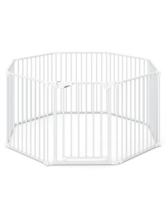 RUIE 8 Panel Extra Wide Pet Gate with Auto-Close Door and 270 Degree Hinges