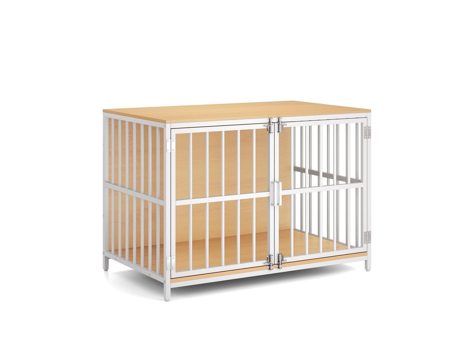 RUIE Dual-Door Dog Crate End Table with Chew-Resistant Metal Frame