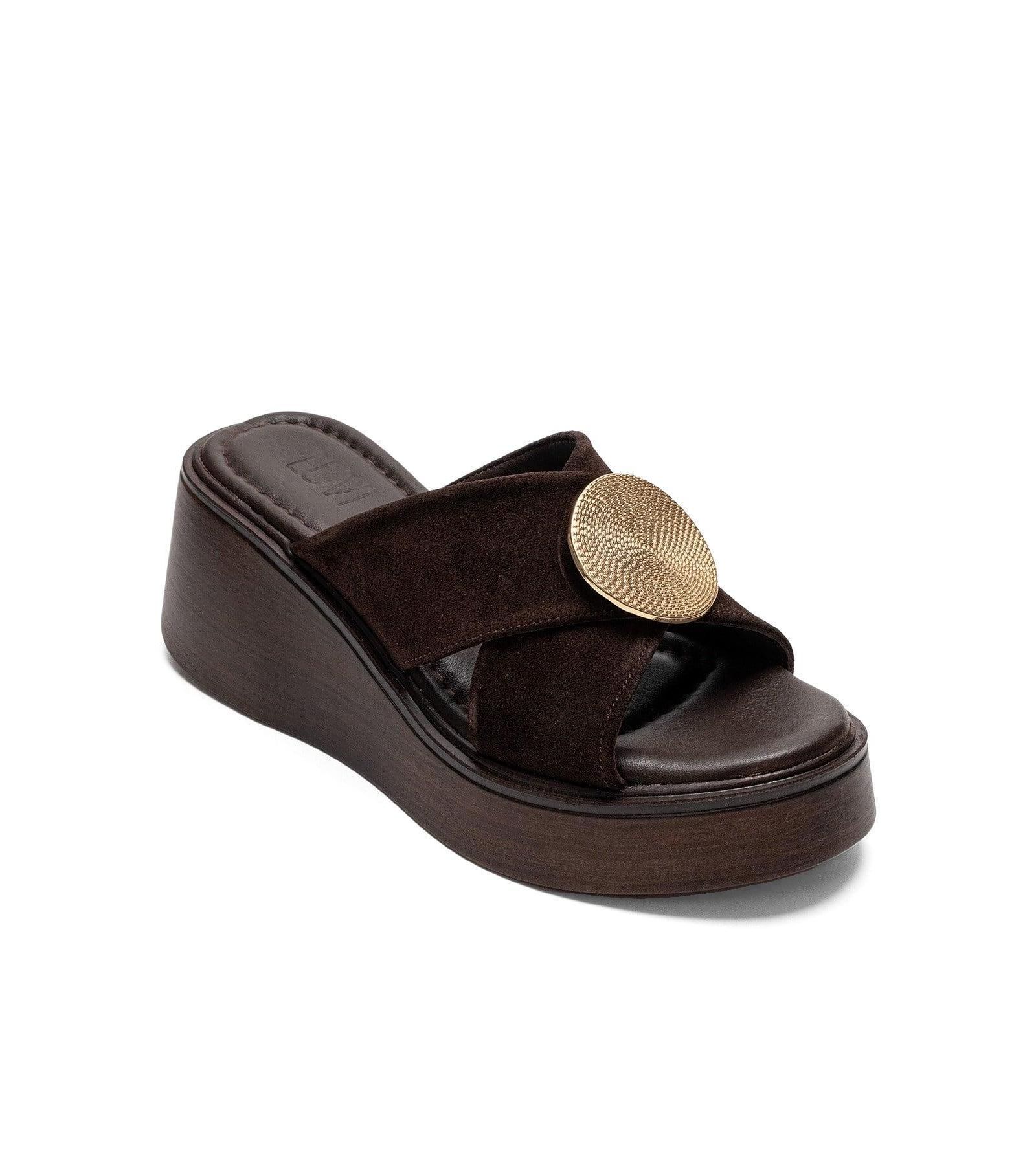 Forever & Always Shoes Women's Fianna Leather Cross Strap Platform Sandal
