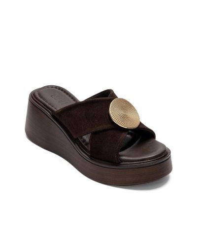 Forever & Always Shoes Women's Fianna Leather Cross Strap Platform Sandal