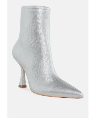 Rag & Co Women's Tentia Metallic Pleather Spool Heel Boots