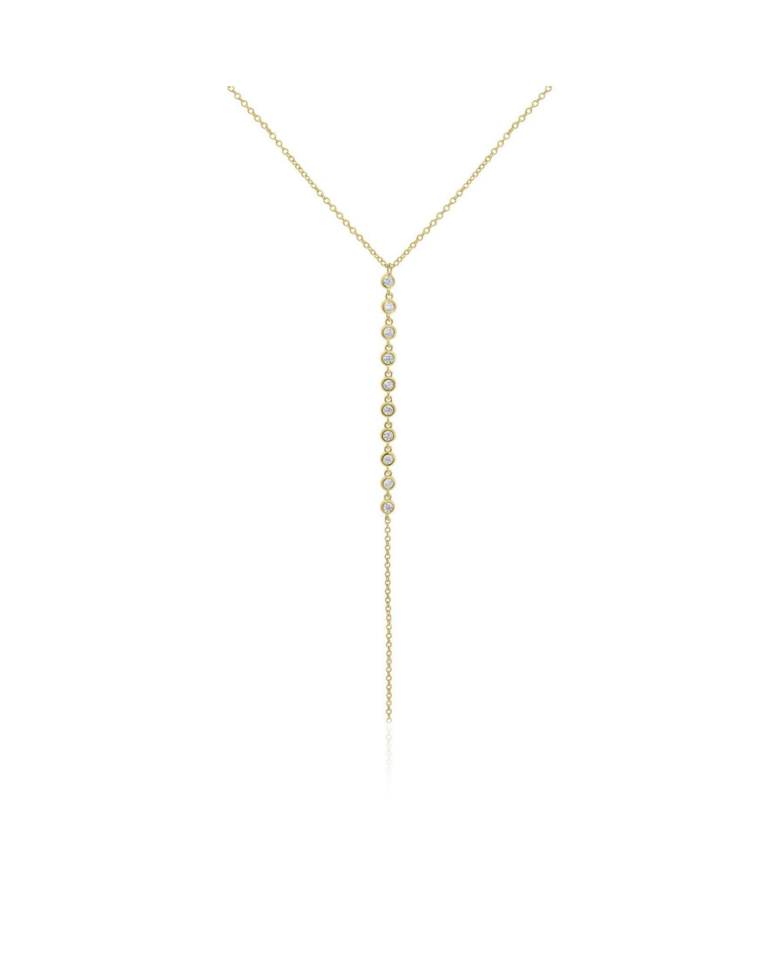 Ожерелье Lariat Bezel CZ из стерлингового серебра с напылением 14K Gold Plated