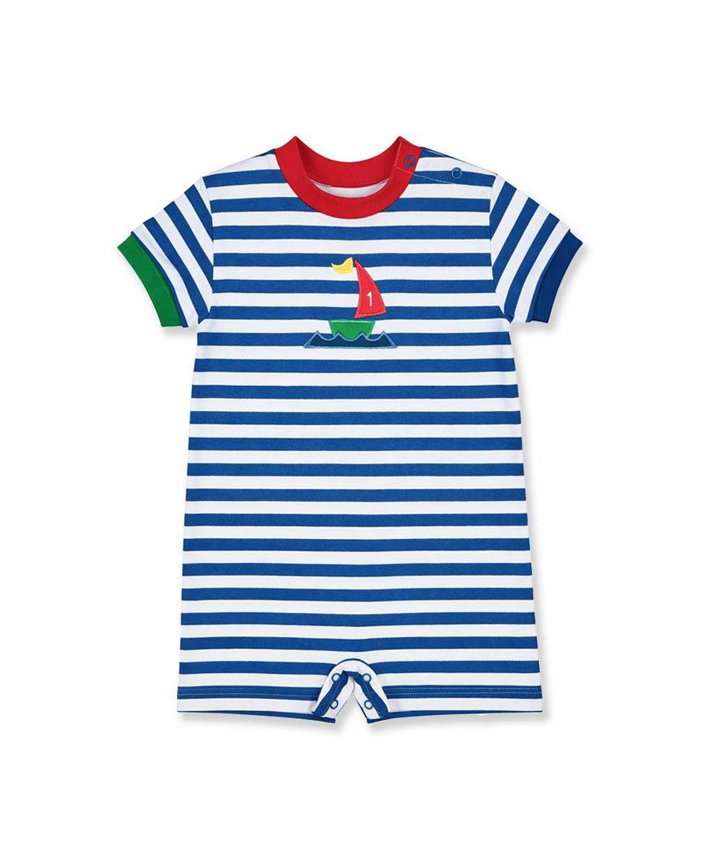 Florence Eiseman Baby Boy Stripe Knit Shortall With Sailboat
