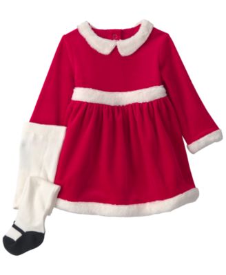 Carter's Baby Girls' Long-Sleeve Christmas Velour Dress and Tights,  2-Piece Set