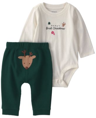 Carter's Baby Boys' or Baby Girls' Baby's First Christmas Graphic Bodysuit and Pants, 2-Piece Set