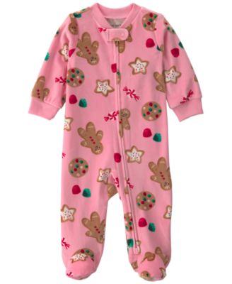 Carter's Baby Girls' Christmas Gingerbread Footed 2-Way Zip Sleep & Play Pajamas