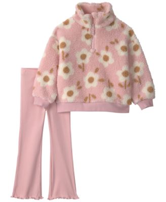 Carter's комплект из топа с бархатным воротником и флисовых брюк для девочек, цветочный принт, 2 предмета