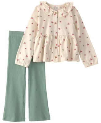 Carter's Baby Girls' Butterfly-Print Long-Sleeve Top & Pants, 2-Piece Set