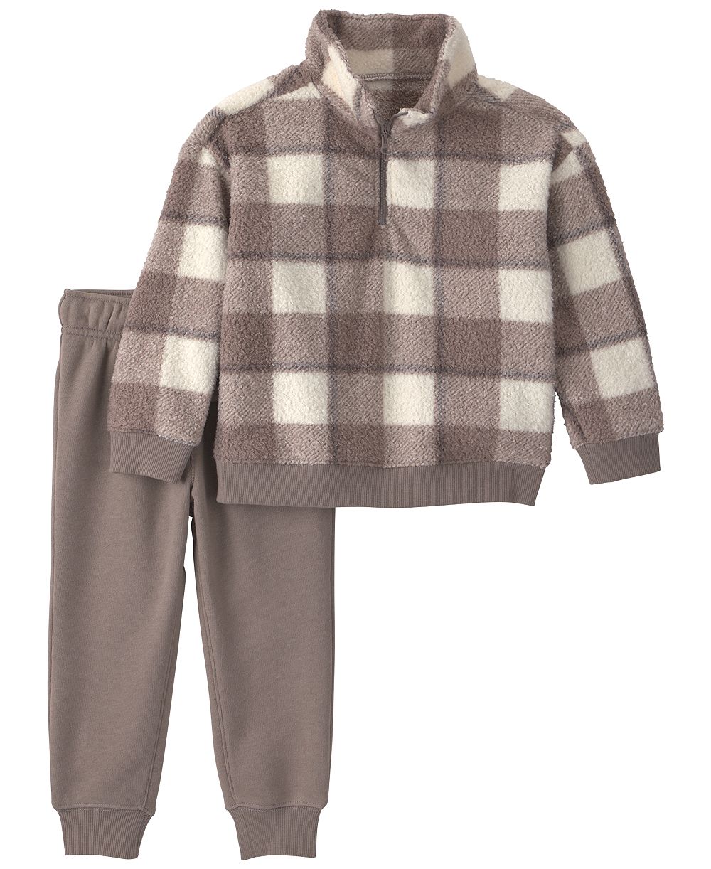 Carter's Baby Boys' Checkered Teddy Fleece Pullover and Pant. 2 Piece Set