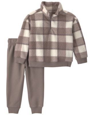 Carter's Baby Boys' Checkered Teddy Fleece Pullover and Pant. 2 Piece Set