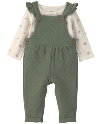 Carter's Baby Girls' Printed T-Shirt and Quilted Overall, 2-Piece Set