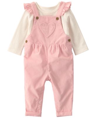 Carter's Baby Girls' Crewneck T-Shirt and Heart Corduroy Overall, 2-Piece Set
