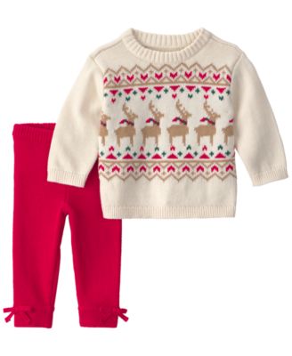 Carter's Baby Girls' Reindeer Fair Isle Top and Pants, 2-Piece Set